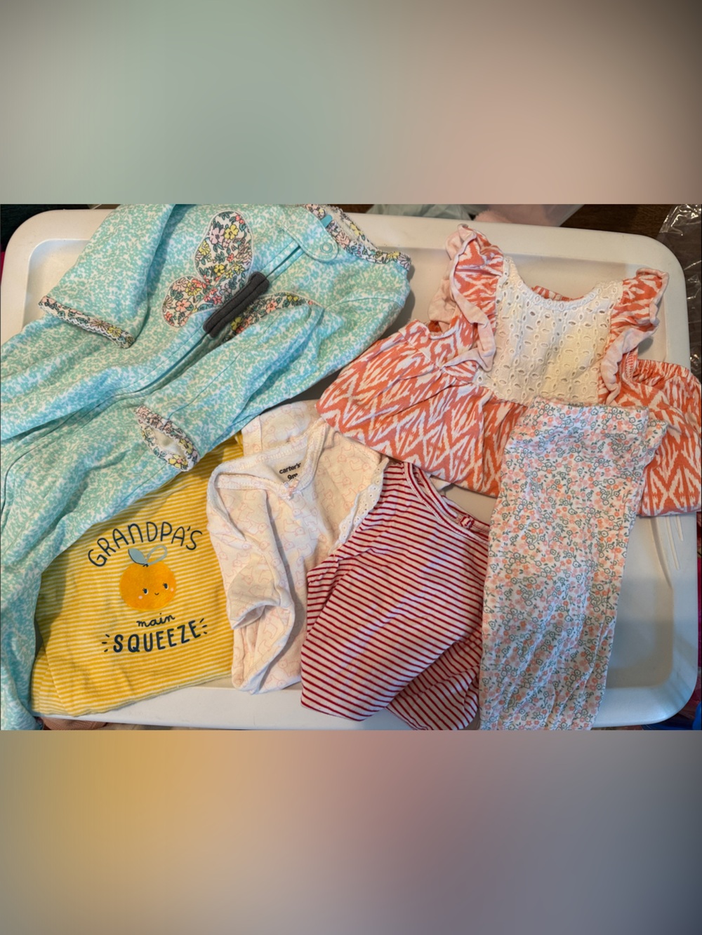 Baby Girls Mixed Clothing Lot - Coral, Aqua, Yellow, Red, Floral